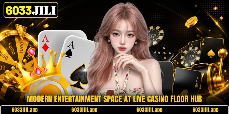 Modern entertainment space at live casino floor hub